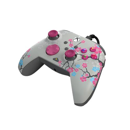 PDP Gaming REMATCH GLOW Enhanced Wired Controller: Licensed Gamepad for Xbox Series X|S, Xbox One, Windows PC, Mappable Back Buttons, Advanced Customizable App - Cherry Blossom (Pink Glow in the Dark) - color: Cherry Blossom (Glow in the Dark), style: Con