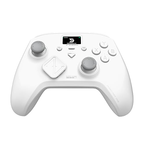 ZD Classic Legend Wireless Gaming Controller – 2.4GHz/BT/Wired, 512-Level Hall Joystick & Triggers, 1000Hz Polling Rate, 4.7inch LCD Display & 2 Back Buttons for Switch/Switch2, PC, Android & iOS (White) - color: White