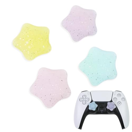 Glitter Star Switch 2 Joycon Thumb Grips Caps, 4 PCS Cute Kawaii 3D Silicone Analog Thumbstick Button Cover for PS5/PS4, Xbox Series X/S, Xbox One, Switch PRO Controller Joystick Caps - color: Multicolor Star for NS2