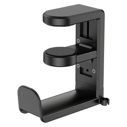 EURPMASK Rotating Headphone Stand - PC Gaming Headset Holder, Adjustable Clamp-on Under Desk Hanger With 360 Degree Swivel & Cable Clip Organizer - Black - color: Black