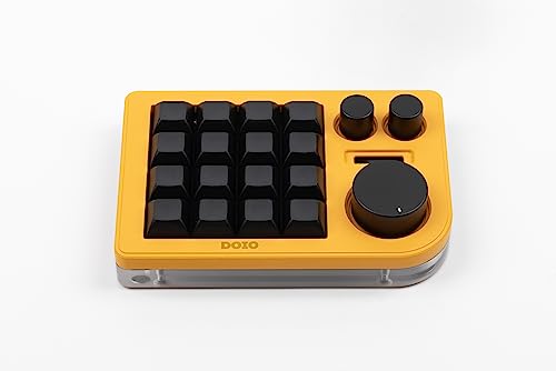 KEEBMONKEY Megalodon Triple Knob Macro Pad Programmable Designer Mini Keyboard 16 Keys (Yellow) - color: Yellow