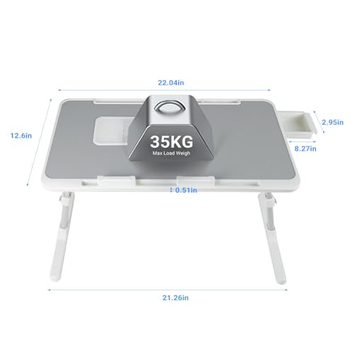 Adjustable Laptop Lap Desk with Cooling Fan USB Light for Adults 56x32cm,Grey - color: Grey,56-32cm