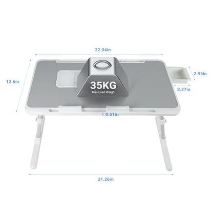 Adjustable Laptop Lap Desk with Cooling Fan USB Light for Adults 56x32cm,Grey - color: Grey,56-32cm