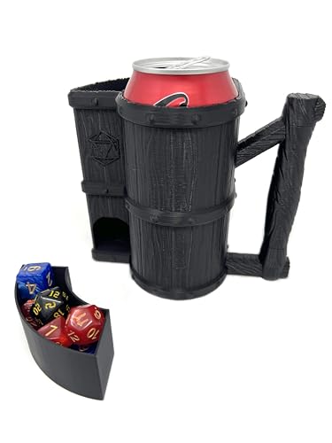MunnyGrubbers - Mug Dice Tower - No Paint Odorless Insulated Cup Can Dice Tower - (Random 7PCS D20 Dice Set Included) - Dice Jail - Dice Holder - Dungeons and Dragons - DND Gift - (Black) - color: Black