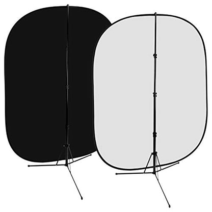 Fotodiox 5x7 (foot) Collapsible Black + White 2-in-1 Background, Backdrop Kit with Stand Support - size: 5x7in, style: Black + White