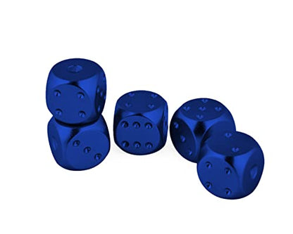 DS.DISTINCTIVE STYLE Aluminum Alloy Dice 5 Pieces 16mm Portable Metal Dices with Case 6 Sided Dice for Party Game - color: Blue, style: Square