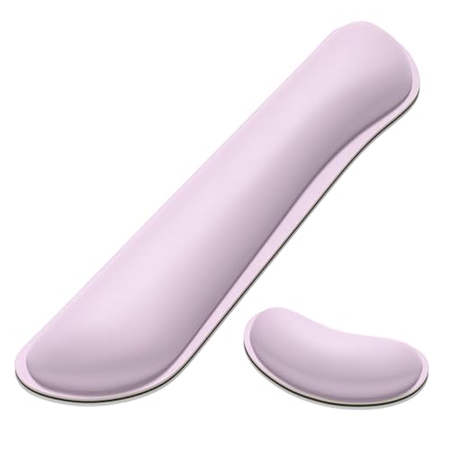 Dapesuom Keyboard Wrist Rest Set, Cute PU Leather Wrist Cushion for Computer Keyboard and Mousepad, Memory Foam Mouse Pad Rests Support with Non-Slip Base for Typing Pain Relief, Laptop, Queen Pink - color: Queen Pink, size: Keyboard Wrist Rest Set