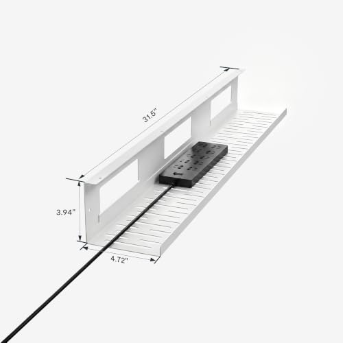 FLEXISPOT Under Desk Cable Management for Office and Home - Standing Desk Metal Raceway Wires Tray (White) - color: White, size: 31.5x3.94in