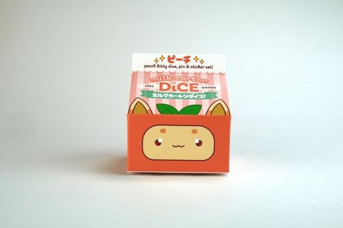 1985 Games Peach Cat Milk Carton Dice Set – Milk Carton-Inspired Dice for DND | TTRPGs & Tabletop Roleplaying - color: Peach
