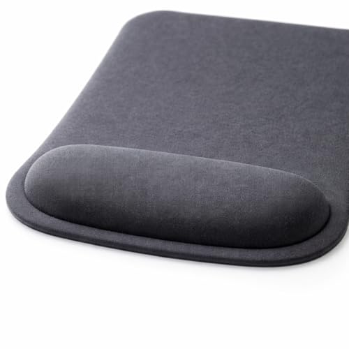 Ergonomic Memory Foam Mouse Pad with Wrist Support, Orange, Ultra-Smooth Surface, Anti-Slip Base (Black, Medium) - color: Black