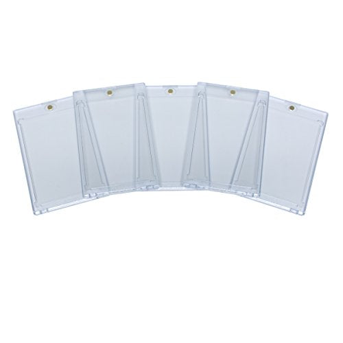 Ultra Pro One Touch 35pt Magnetic Card Holder – Hard Plastic Card Protector Case with UV Blocking – Clear Display for Standard Size 2.5" x 3.5" – Diamond Corners Design & Magnetic Closure – 5 Pack