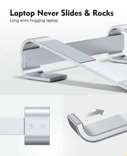 Soqool Laptop Stand for Desk,Aluminum Computer Stand for Cooling | Sturdy Stable Ergonomic Laptop Riser Compatible with MacBook Pro Stand Air/Dell/HP/Lenovo 10-16.2inch Notebook - color: Silver