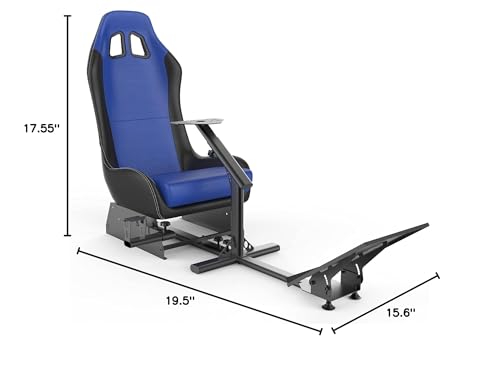Sim Racing Cockpit with Seat | Compatible with G29 G920 G923 T248X T248 T300RS TX F458 T500RS| Easy to Install Racing Wheel Stand for PS5, Xbox, PC Gaming (Black/Blue) - color: Black/Blue