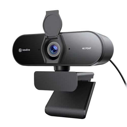 N newline 4K Webcam for PC with PDAF Autofocus, Privacy Cover, Dual Microphones, 4K@30FPS & 1080P@60FPS, Auto Light Correction, Plug & Play USB Camera for Laptop, Mac & Desktop, Streaming - style: 4K Webcam