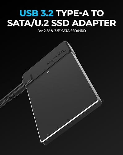 SABRENT USB 3.2 Type-A to SATA/U.2 SSD Adapter Cable (EC-U2SA) | Connects SATA & U.2 SSDs to USB; includes 12V/2A power supply; USB 3.2 - style: 2.5/3.5" SATA/U.2 SSD Adpater