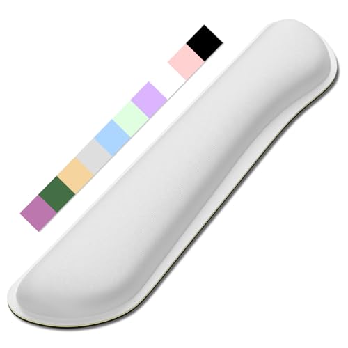 Dapesuom Enlarge Keyboard Wrist Rest, Cute Memory Foam Keyboard Wrist Cushion for Computer Desk Mats Support, Typing Pain Relief Ergonomic Mouse Pad Rests with Non-Slip Base for Gaming, Laptop, White - color: Ivory White, size: 17 x 3.6 x 1 inches