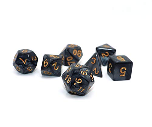 Polyhedral DND Dice Set Pearl Black for Dungeon and Dragons D&D Pathfinder RPG MTG Dice D20 D12 D10 D8 D6 D4 - color: Pearl Black