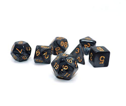 Polyhedral DND Dice Set Pearl Black for Dungeon and Dragons D&D Pathfinder RPG MTG Dice D20 D12 D10 D8 D6 D4 - color: Pearl Black