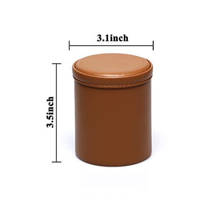 Leatherette Dice Cup Set, Camel Leather and Beige Velvet Interior Professional Dice Cup with 6 Black Dot Dice for Liars Dice Farkle Yahtzee Board Games, 1 Pack - color: Camel