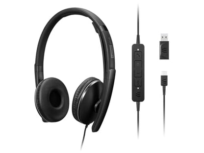 Lenovo Wired ANC Headset, USB-C and USB-A connectivity, Zoom Certified, Active Noise Cancellation, Hearing Protection, 145g Lightweight Comfortable Design, Replaceable Earcups, Business Headset - style: Wired ANC Gen 2 (UC)
