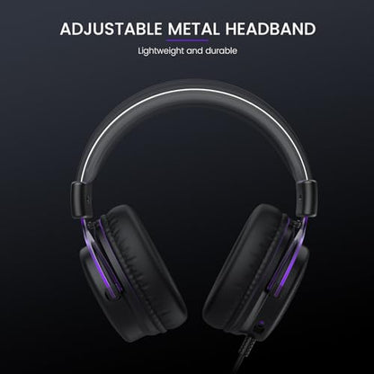 EKSA E900 Gaming Headset with Mic for Xbox PC PS4 PS5 | Detachable Noise Canceling Mic, 3D Surround Sound, Wired Headphone for Gaming, Computer, Laptop, 3.5MM Jack - color: Purple