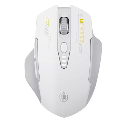 Uineer Bluetooth Mouse, Tri-Mode Wireless, Rechargeable, 3-Device Switch | Dual Bluetooth plus 2.4G connectivity, 3-device switching and a visible rechargeable battery level. - color: Gray and White