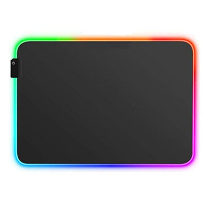 RGB Gaming Mouse Pad, Small Size Glowing Water-Resistant Soft LED Mouse Pad (13.8 x 9.8 x 0.16”) with 14 Lighting Mode, Anti-Slip Rubber Base Mouse Mat for PC LaptopOfficeHomeTravel, L-Black