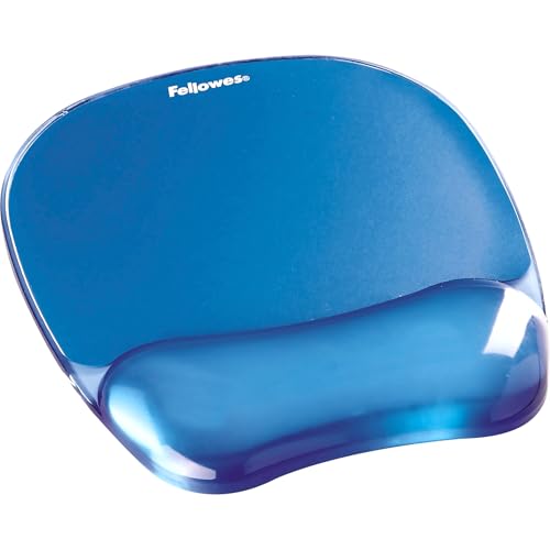 Fellowes Crystals Gel Mouse Pad Wrist Rest - Blue (91141) - color: Blue, size: 9.1L x 7.9W inches