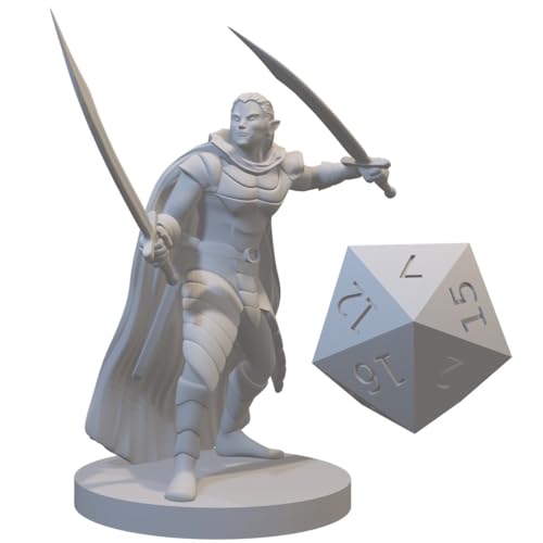 Ranger Miniatures for DND Pathfinder RPG Unpainted Resin 28mm-32mm 3D Printed (Elf Male Two Sword Ranger 3) - style: Elf Male Two Sword Ranger 3