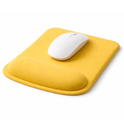 Ergonomic Memory Foam Mouse Pad with Wrist Support, Orange, Ultra-Smooth Surface, Anti-Slip Base (Yellow, Medium) - color: Yellow