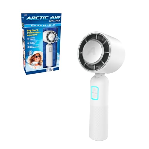 Arctic Air Cool Touch - Portable Handheld Fan, Mini USB Rechargeable, Personal Hand Fan for Cooling, Compact & Lightweight, 4-Speed Adjustable, Battery-Powered, Quiet & Perfect for Travel & Outdoor