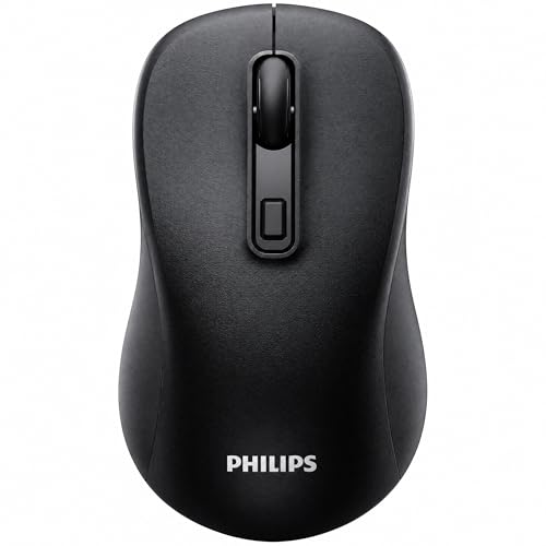 PHILIPS Bluetooth Wireless Mouse, Wireless Mouse for Laptop, Silent Click | Ergonomic Grip, 3-Level DPI, Bluetooth&2.4G Dual Mode, USB Nano Receiver, for Office, Home, Windows, macOS Compatible