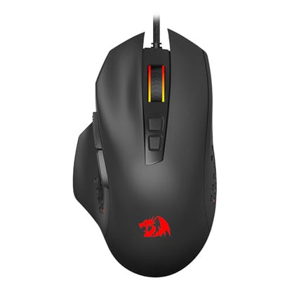 Redragon - Roadmaster M723 - Gaming Mouse - 12400 DPI Adjustable Wired Optical Gaming Mouse - 7 Programmable Buttons - 5 Backlit Modes - Max 12400DPI - 180CM High-Speed USB Braided Cable