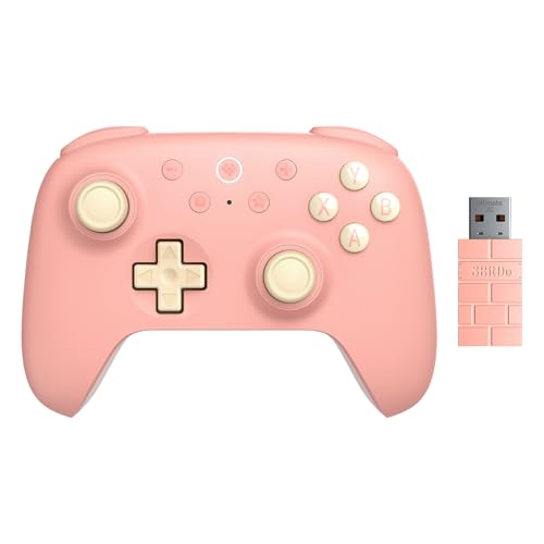 AKNES 8Bitdo Ultimate 2C Wireless 2.4G Controller for Windows PC and Android, Gamepad with Hall Effect Joysticks and Hall Triggers, 1000Hz Polling Rate, Remappable L4/R4 Bumpers - Peach | Gamepad with Hall Effect Joysticks and Hall Triggers, 1000Hz Pollin