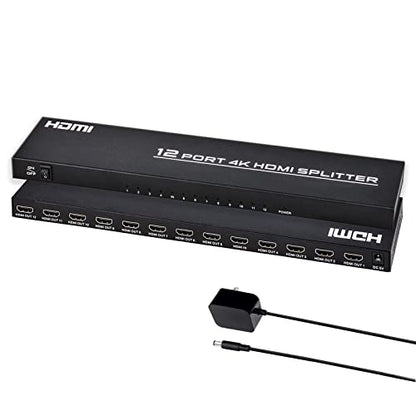 HDMI Splitter 1 in 12 Out, 4K@30Hz Powered Video Split Duplicator/Distributor Duplicate/Mirror Screen, 3D 4K for Watching Sports Matches, Exhibitions, TV Stores - size: HDMI 1x12