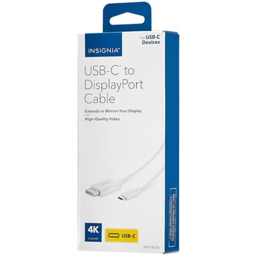 INSIGNIA Universal Video & Audio Cables and Adapters – HDMI, DisplayPort, USB-C, Mini HDMI, Mini DisplayPort & RCA Converter, 4K/8K High-Speed Options for TV (USB-C to Displayport Cable, 6 ft) - size: 6 ft, style: USB-C to Displayport Cable