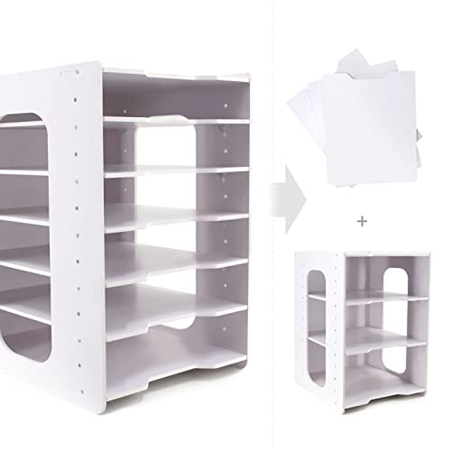 SONGWAY File Organizer for Desk - 7 Tier Document Holder with Removable Shelves, Letter Mail Rack, File Sorter Organizer, A4 Paper Storage Holder, Desktop Organizer for Home Office School, White - size: 7 Tier Upgrade