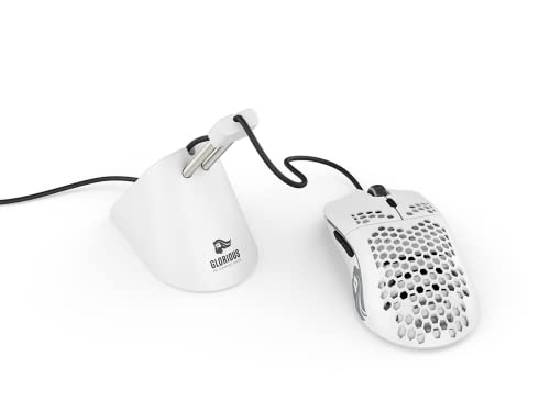 GLORIOUS Gaming Mouse Bungee - Flexible Mouse Cable Management - Gaming Mouse Accessory (White) | Eliminates Drag, Adjustable Arm For Various Heights, Durable Build Quality, Rubber Grip Base And Versatile Clip