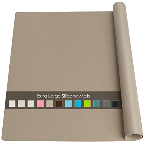 Extra Large Silicone Mats, Silicone Table Mat for Crafts Kids Dinner Placemat, Dab Mats Desk Countertop Protector Mats, Heat Insulation Kitchen Pastry Mat Silicone Pad-Brown, 23.6''x15.7'' - color: 04-brown, size: 23.6"L x 15.7"W
