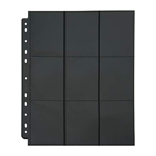 Vault X 9 Pocket Side Loading Pages (50 Pack) 900 Cards for 3 Ring Binder | Fits any 3-ring binder. 50 double-sided side-loading 9-pocket pages hold 900 cards. Acid-free, crystal-clear, no-tear.