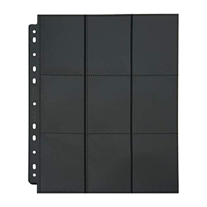 Vault X 9 Pocket Side Loading Pages (50 Pack) 900 Cards for 3 Ring Binder | Fits any 3-ring binder. 50 double-sided side-loading 9-pocket pages hold 900 cards. Acid-free, crystal-clear, no-tear.