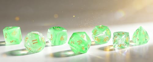 Natural Gemstone Crystal Polyhedral Dice Set for Dungeons and Dragons, RPG, Tabletop Games, 7-Piece (LS-2) - color: Ls-2