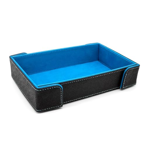Norse Foundry Blue Rectangle Dice Tray - Luxurious Velvet Interior, Black Vegan Leather Exterior, Magnetic Folding Dice Tray, Portable and Durable Rolling Mat for RPG and Board Games - color: Blue, style: Rectangular