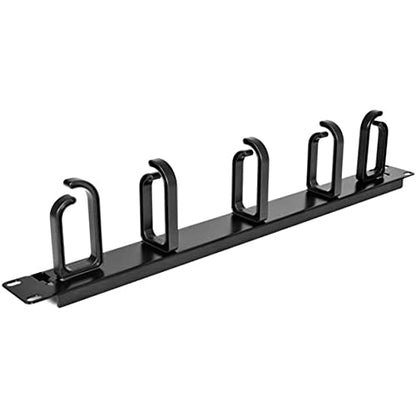 StarTech 1U 19in Rack Cable Management Panel, D-Ring, Metal (CABLMANAGER2) | Horizontal or vertical wire manager, 3in ABS plastic hooks spaced 4in, Fits 2 or 4-post racks - style: 1U Multi-Direction Rotating