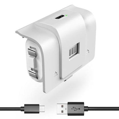 Rechargeable Xbox Battery Pack Compatible with Xbox Series X|S, Xbox One/One S/One X/Elite Controllers, 1400mAh Xbox Controller Battery Pack Rechargeable with USB Cable, Play While Charging,White - color: White