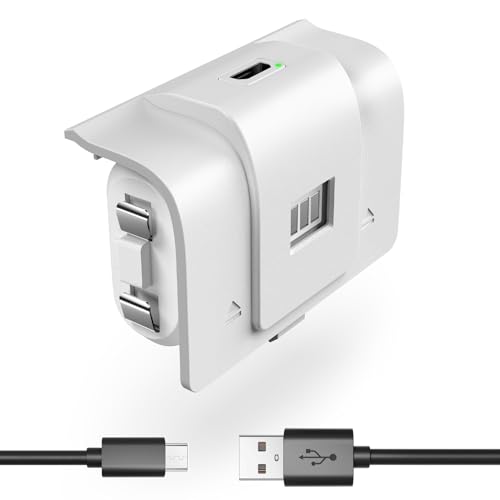 Rechargeable Xbox Battery Pack Compatible with Xbox Series X|S, Xbox One/One S/One X/Elite Controllers, 1400mAh Xbox Controller Battery Pack Rechargeable with USB Cable, Play While Charging,White - color: White