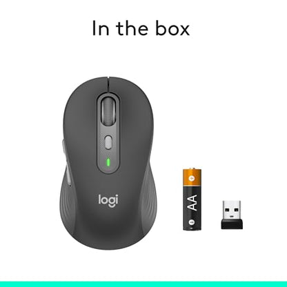 Logitech Signature Plus M750 Wireless Mouse – for Small to Medium Hands, SmartWheel, Bluetooth, Multi Device, 24-Month Battery, Silent Clicks, Customizable Side Buttons, Contoured Shape - Graphite | Wireless navigation with Bluetooth connectivity, USB rec