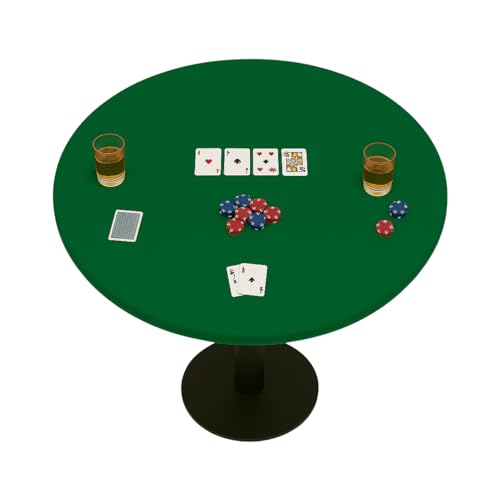 Felt Card Game Table Cover for Poker, Mahjong, Domino,Bridge and Board Game, Elastic Fitted Tablecloth for 60 to 72 Inch Round, Green - color: Green, size: 72" (Round)
