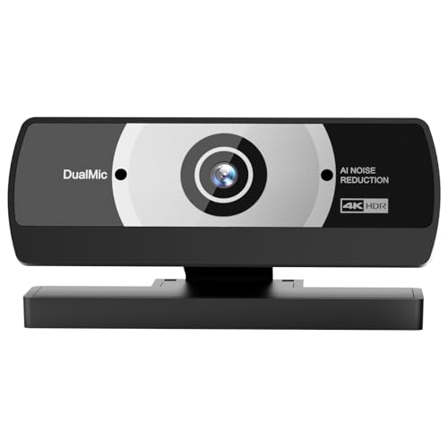 4K Webcam with Microphone, 24MP Ultra HD Web Cam for Desktop Computer, Streaming Camera for PC with Auto Light Correction & Wide Angle, Plug and Play USB Computer Camera for Laptop/Mac/Zoom/Teams