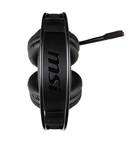 MSI DS502 Gaming Headset, Enhanced Virtual 7.1 Surround Sound, Ergonimic Design, Omnidirectional Microphone, Intelligent Vibration System, Red LED Lighting, PC/Mac